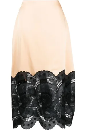 Stella McCartney Broderie-anglais cotton-linen midi skirt