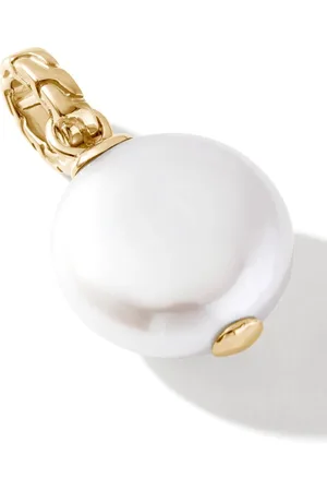 John Hardy 18kt yellow freshwater pearl and diamond pavé charm