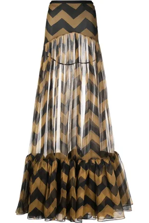 Saint Laurent Chevron-print semi-sheer skirt