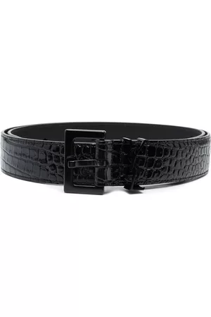 Saint Laurent Women Belts - Embossed crocodile-effect leather belt