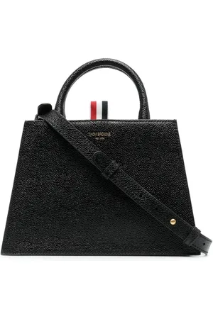 Thom Browne Logo print grained leather tote bag
