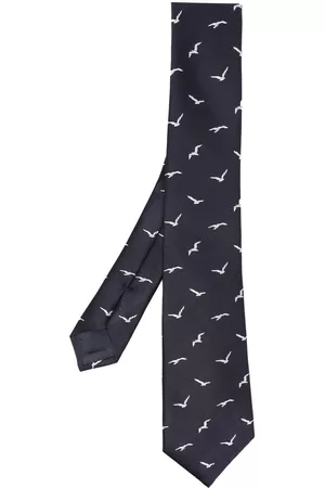 Giorgio Armani Men Bow Ties - Bird-embroidery silk tie