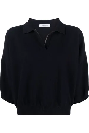 Fabiana Filippi Beaded knitted polo top