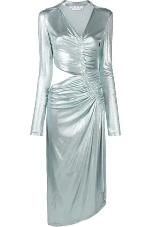 OFF-WHITE Metallic draped midi dress