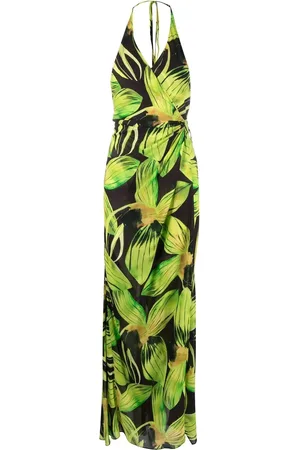 Louisa Ballou Floral-print halterneck dress