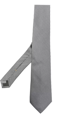 CANALI Men Bow Ties - Metallic check-pattern silk tie