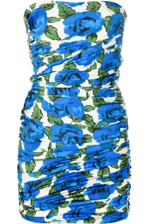 Serafini Floral-print ruched strapless minidress
