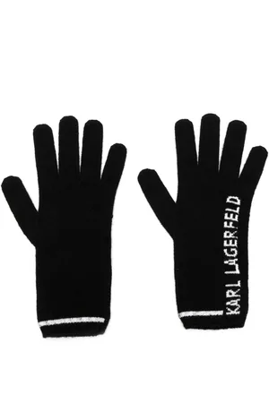 Karl Lagerfeld Intarsia-knit logo gloves