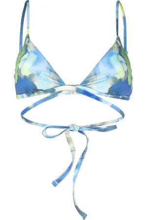 Simkhai Watercolour-print triangle bikini top