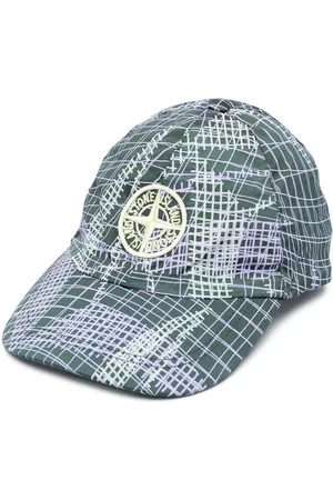 Stone Island Boys Caps - Checked logo-print cap
