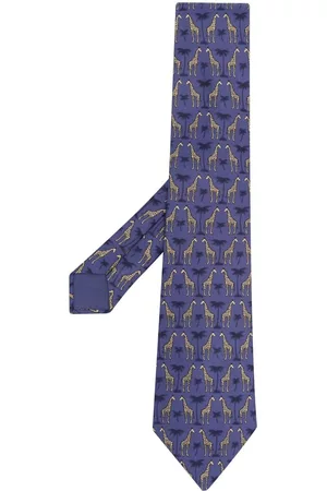 Hermès Men Neckties - 2000s pre-owned giraffe-print silk tie