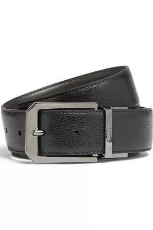 Z Zegna Logo-buckle leather belt