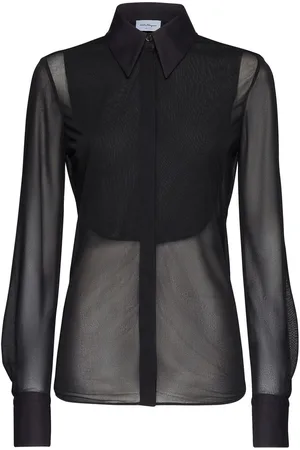 Salvatore Ferragamo Semi-sheer long-sleeve blouse