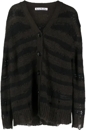 Acne Studios Distressed stripe-print cardigan