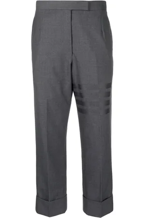 Thom Browne 4-Bar stripe cropped wool trousers