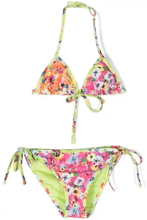 Msgm Floral triangle halterneck bikini