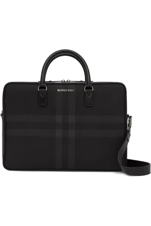 Burberry Check-print leather briefcase