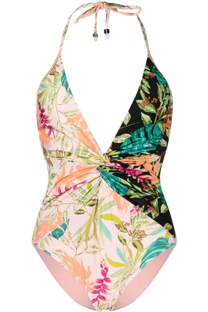 PATBO Twist-detail floral swimsuit