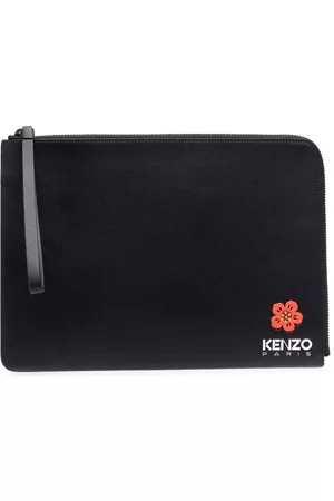 Kenzo Logo-print leather clutch bag