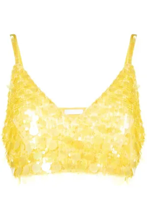 P.A.R.O.S.H. V-neck sequin embellished crop top