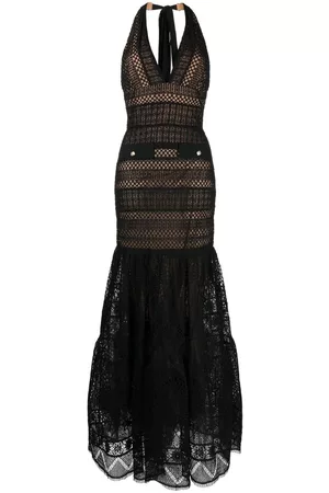 Elie saab V-neck macramé gown