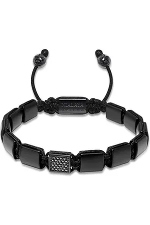 Nialaya Engraved-charm beaded bracelet