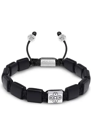 Nialaya Engraved-charm beaded bracelet