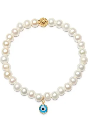 Nialaya Evil eye-charm pearl bracelet