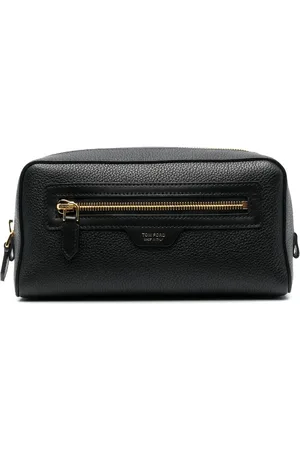 Tom Ford Grained-leather logo-stamp wash bag