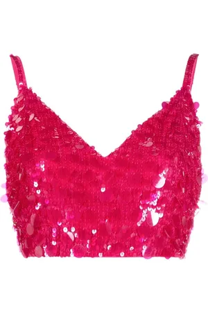 P.A.R.O.S.H. V-neck sequin embellished crop top