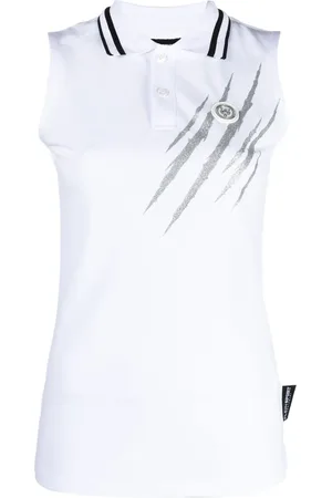 Philipp Plein Scratch-print sleeveless polo shirt