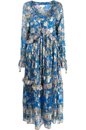 HEMANT AND NANDITA Floral-print ruffle dress