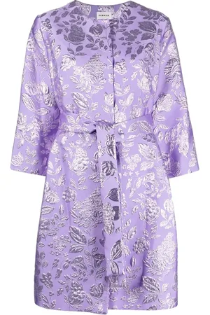 P.A.R.O.S.H. Floral metallic-jacquard belted coat