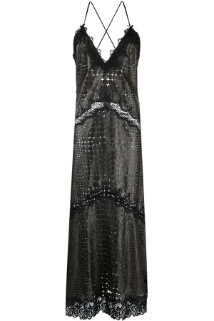 Roberto Cavalli Leather crocodile-effect slip dress