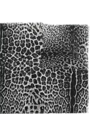 Saint Laurent Women Scarves - Leopard-print frayed scarf