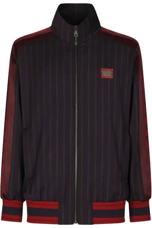 Dolce & Gabbana Pinstripe logo-tape track jacket