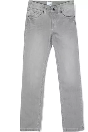 HUGO BOSS Boys Straight - Embossed-logo straight-leg jeans