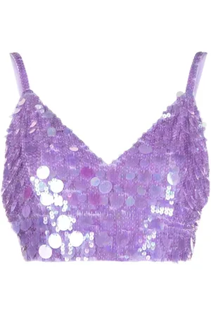 P.A.R.O.S.H. V-neck sequin embellished crop top