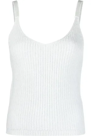 Allude Ribbed-knit cashmere top