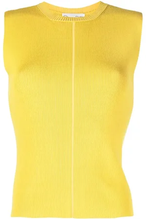 Oscar de la Renta Ribbed-knit sleeveless top