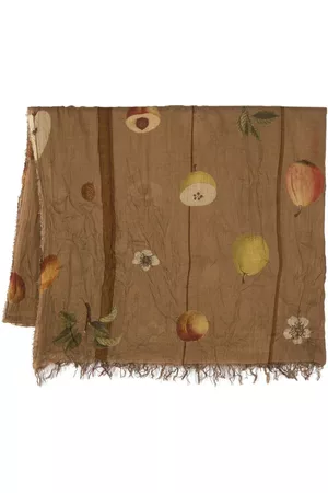 UMA WANG Floral-print raw-edge scarf