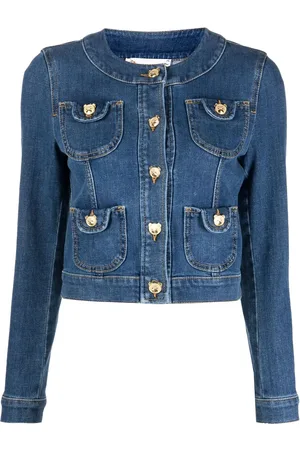Moschino Toy-bear shaped button denim jacket