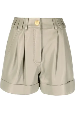 Balmain High-waisted lambskin shorts