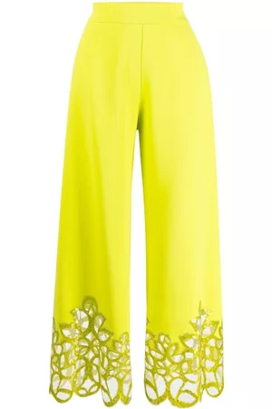 Elie saab Embroidered-detail cropped trousers