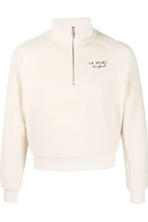 Sporty & Rich Logo-embroidered half-zip jumper