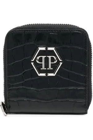 Philipp Plein Mini crocodile-embossed leather wallet