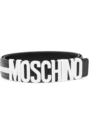 Moschino Men Belts - Silver-toned logo belt