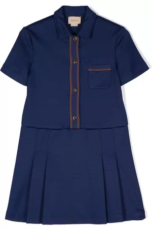 Gucci Striped-edge pleated dress