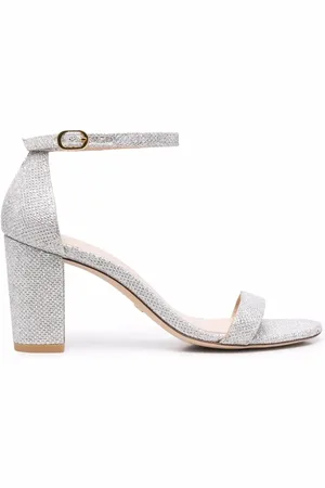 Stuart Weitzman Nearlynude 70mm glitter sandals