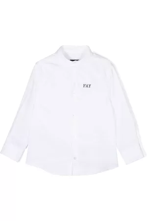 Fay Kids embroidered-logo long-sleeved shirt - Blue